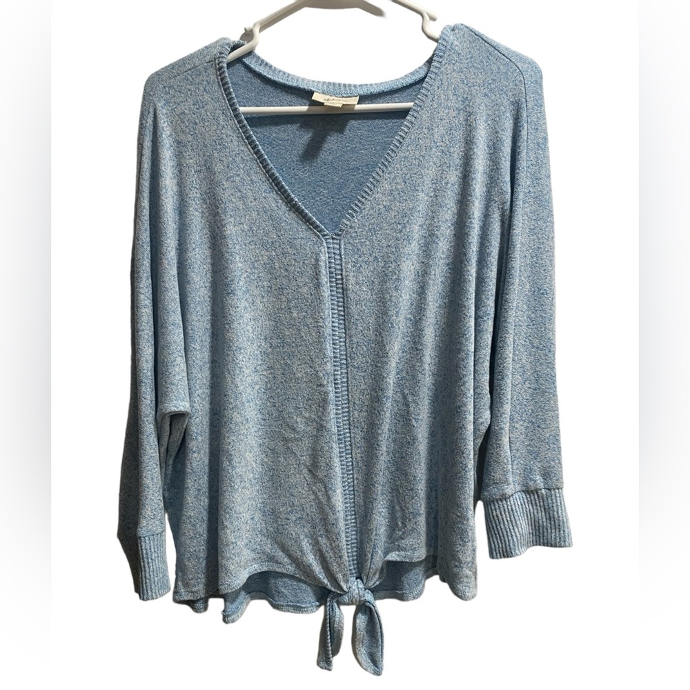 Style & Co Blue Tie-Hem Stretchy Lightweight Sweater Top‎ size Large